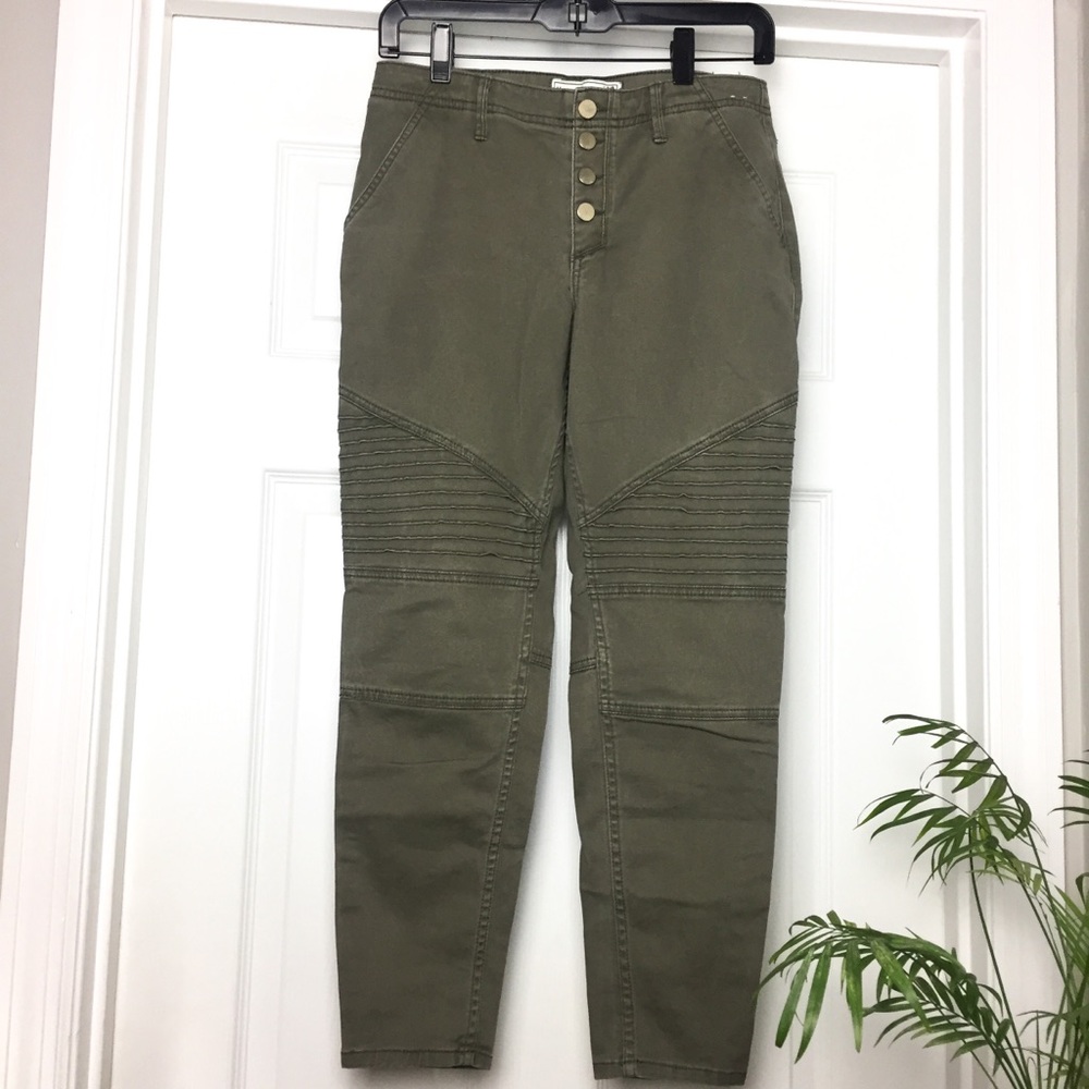Olive Green Women's Moto-Style Jeans